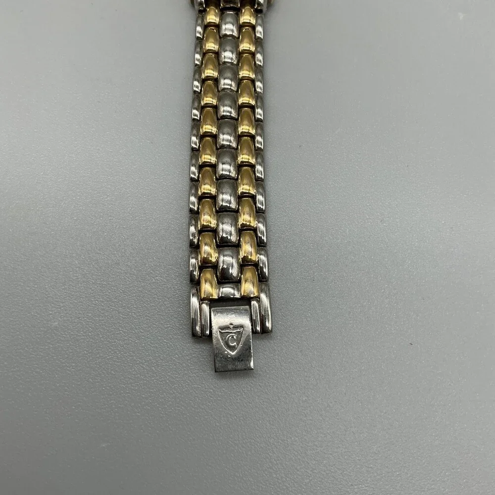 Croton Womens Watch 17mm White Dial Two Tone 23K Gold Plated New Battery 7